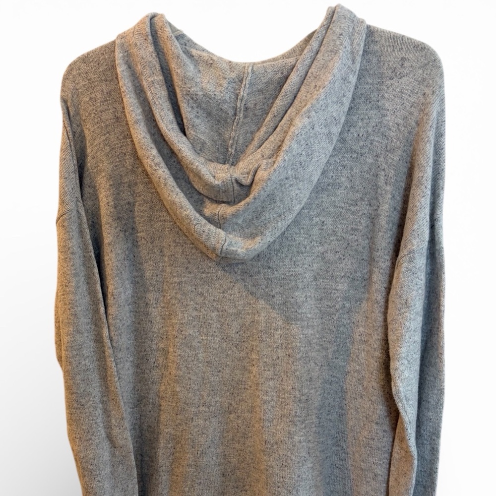 Pure Jill Cozy Hooded Gray/White Knit Sweater - Picture 2 of 6